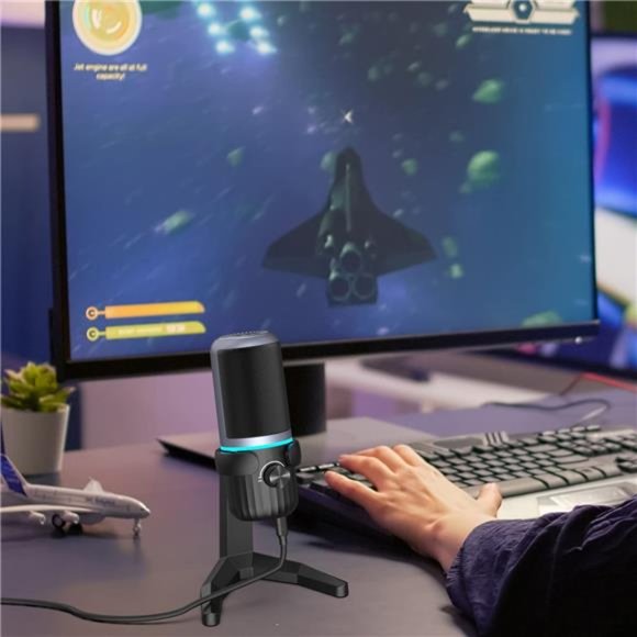 USB Microphone, Condenser Mic for PC/Laptop with Volume Control and Mute Button - Picture 5 of 6